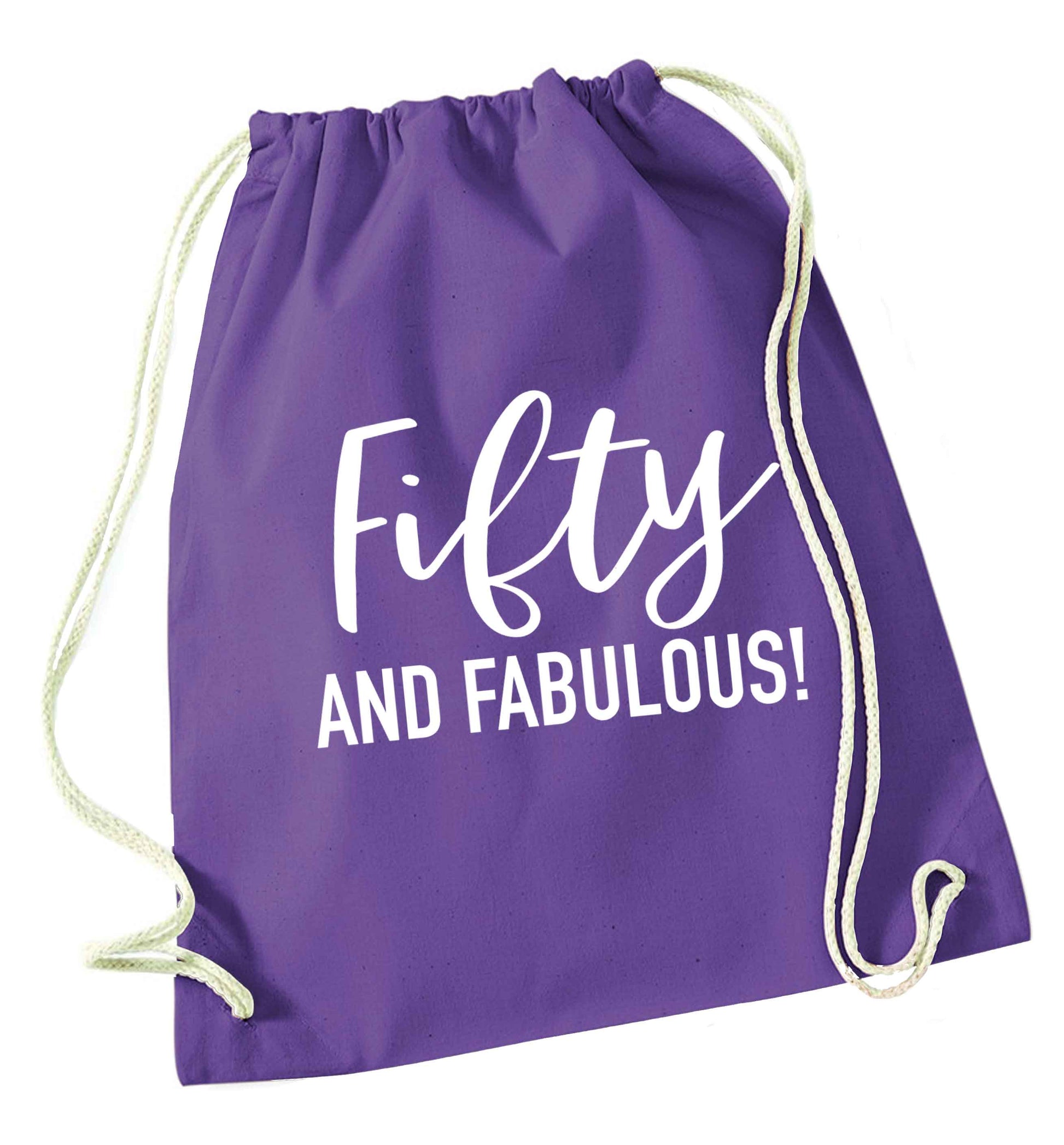 Fifty and fabulous purple drawstring bag