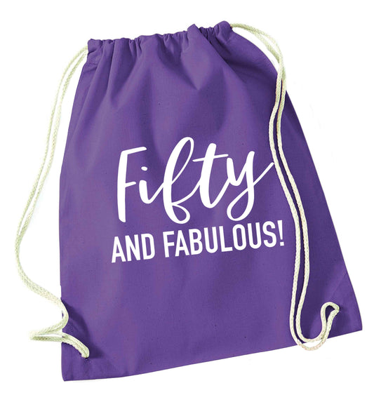 Fifty and fabulous purple drawstring bag