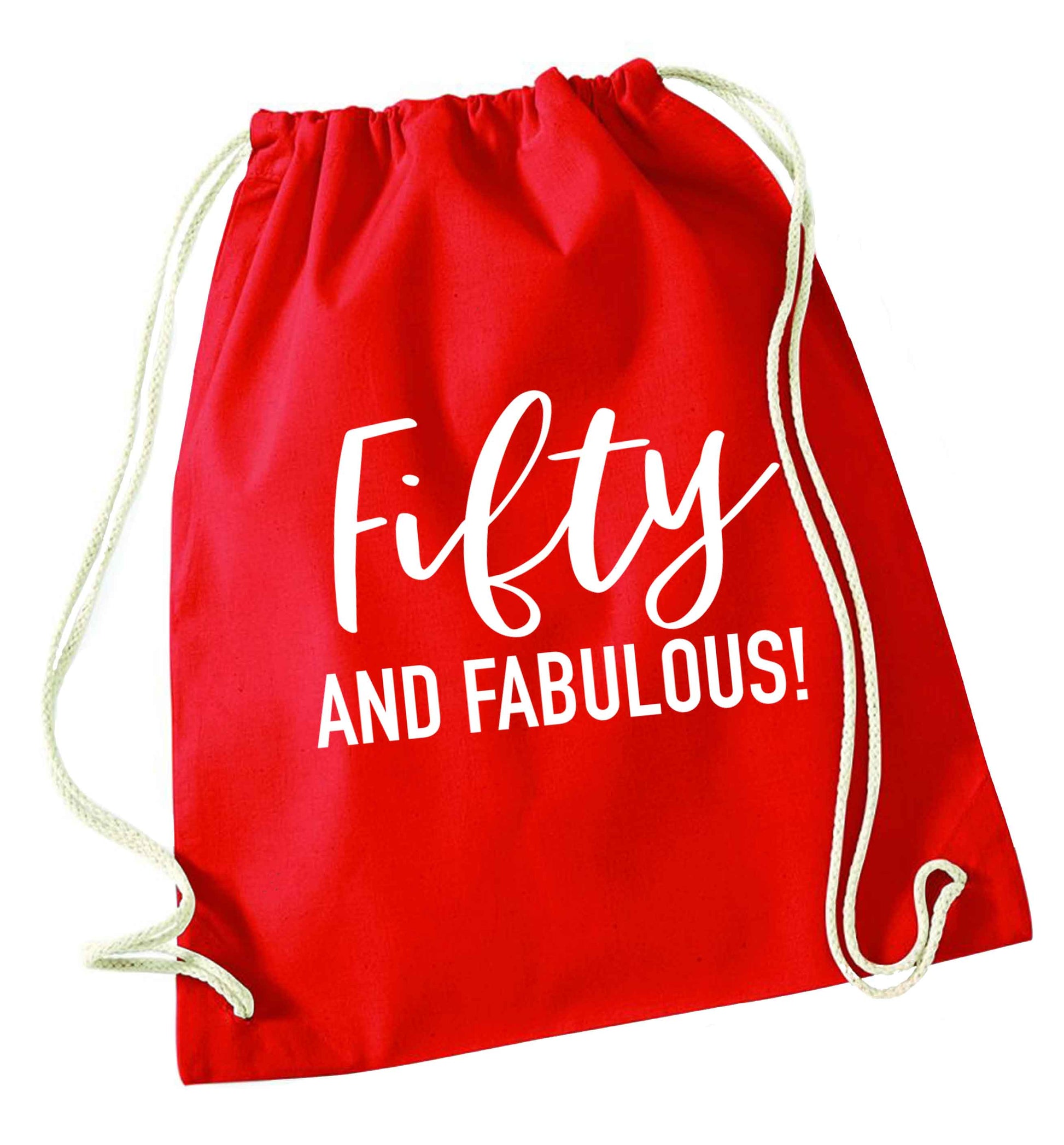 Fifty and fabulous red drawstring bag 