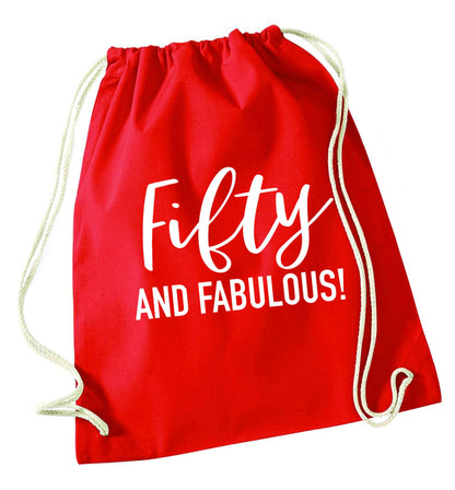 Fifty and fabulous red drawstring bag 
