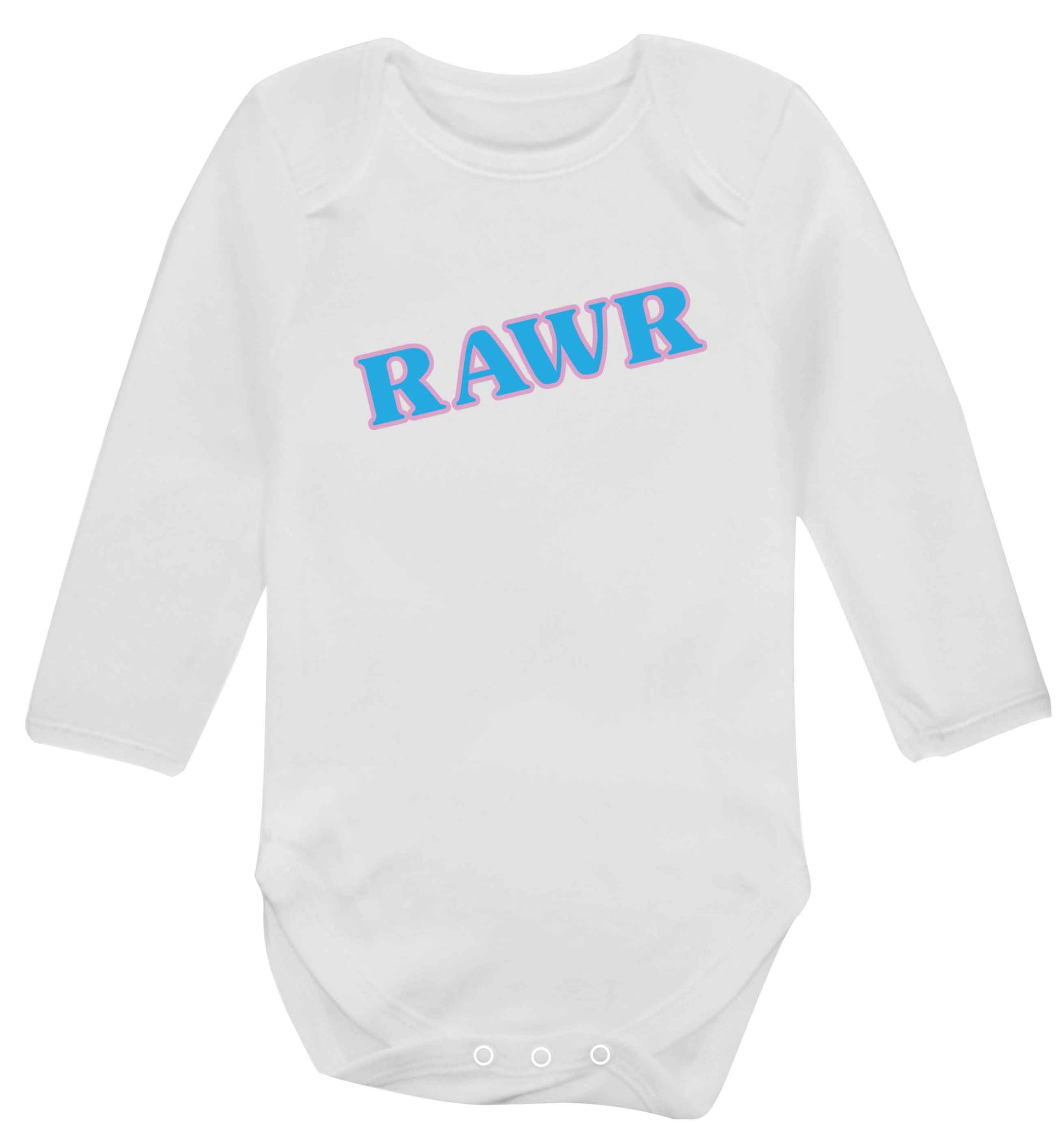 Rawr baby vest long sleeved white 6-12 months