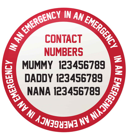 In an emergency contact small 25mm Pin badge