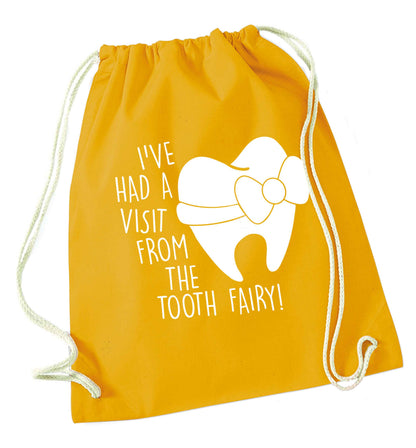 Visit From Tooth Fairy mustard drawstring bag