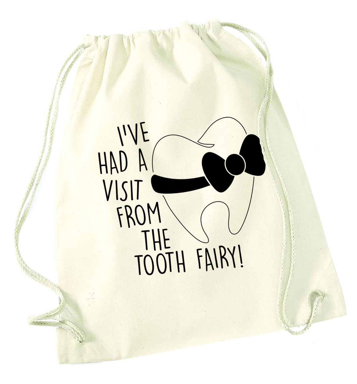 Visit From Tooth Fairy natural drawstring bag
