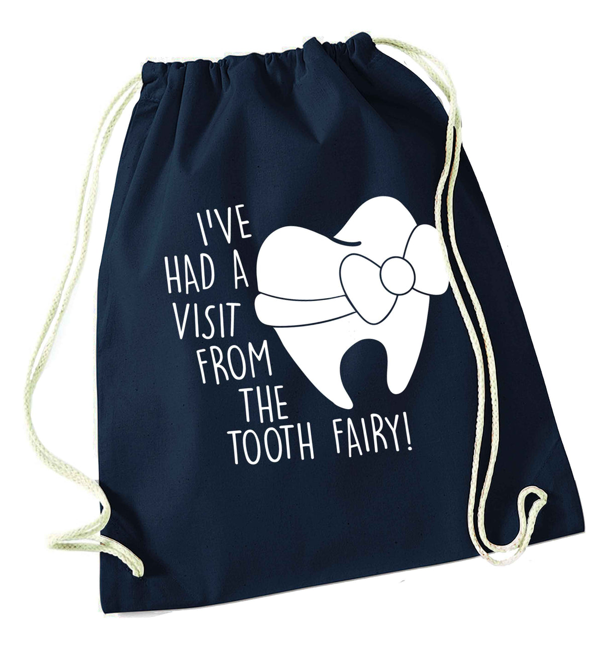 Visit From Tooth Fairy navy drawstring bag