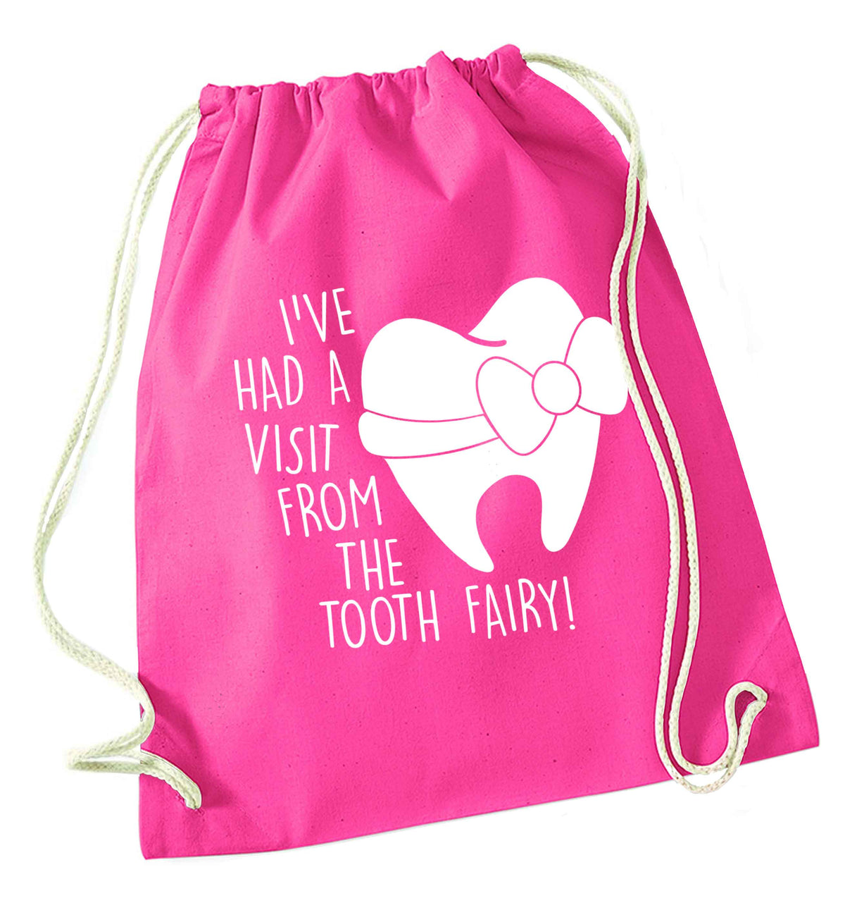 Visit From Tooth Fairy pink drawstring bag