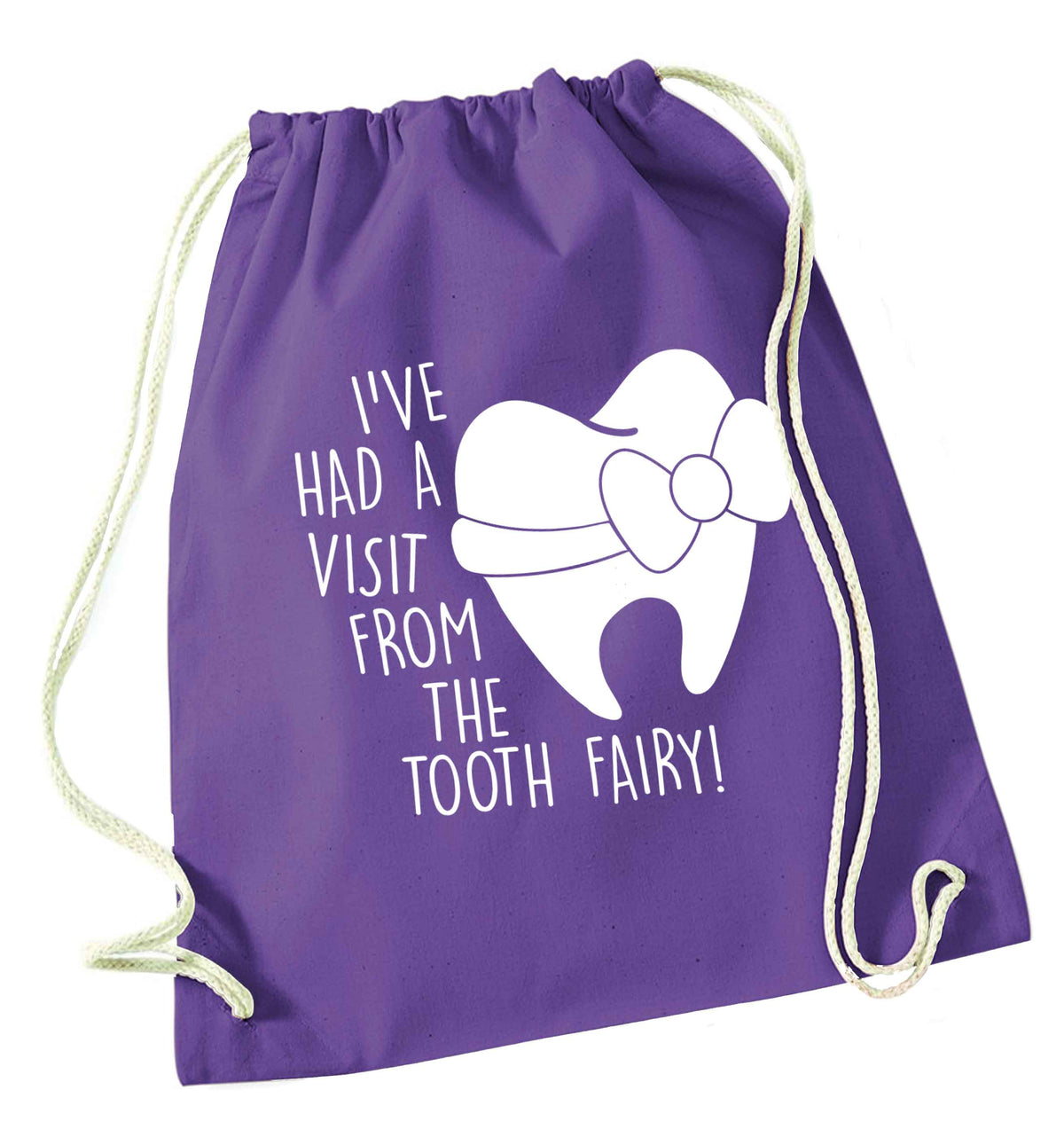 Visit From Tooth Fairy purple drawstring bag