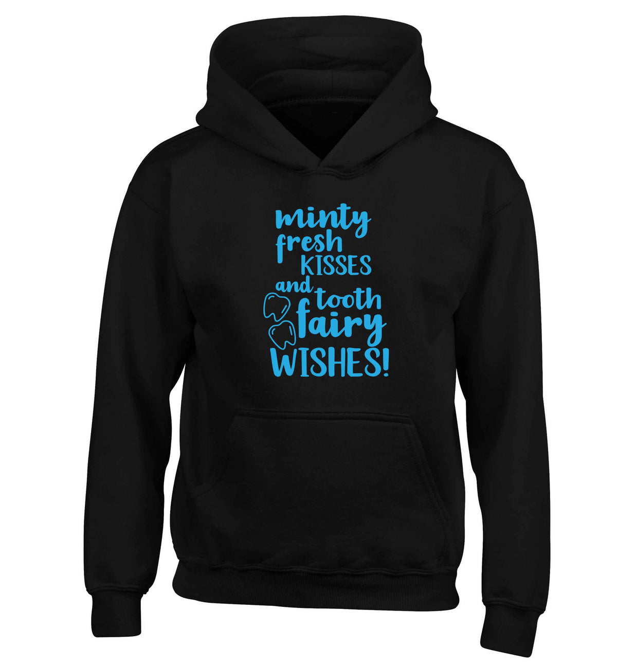 Minty Kisses Tooth Fairy children's black hoodie 12-13 Years
