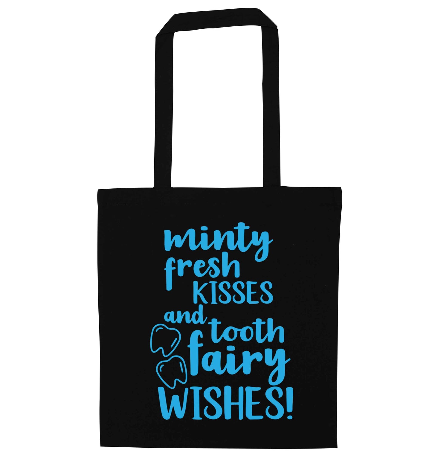 Minty Kisses Tooth Fairy black tote bag