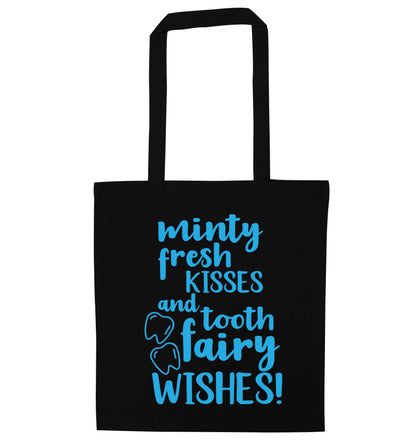 Minty Kisses Tooth Fairy black tote bag