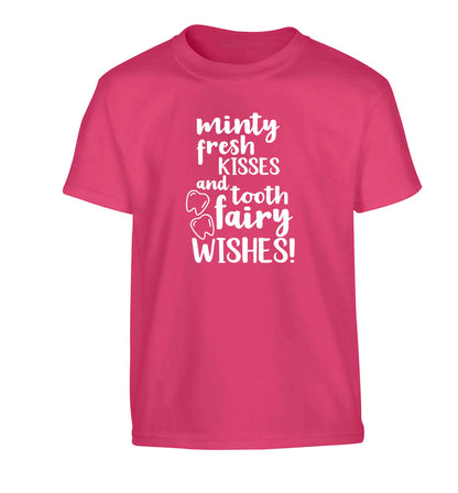 Minty Kisses Tooth Fairy Children's pink Tshirt 12-13 Years