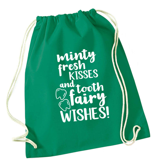 Minty Kisses Tooth Fairy green drawstring bag