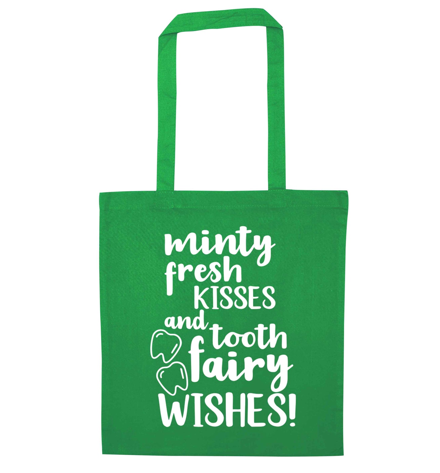 Minty Kisses Tooth Fairy green tote bag