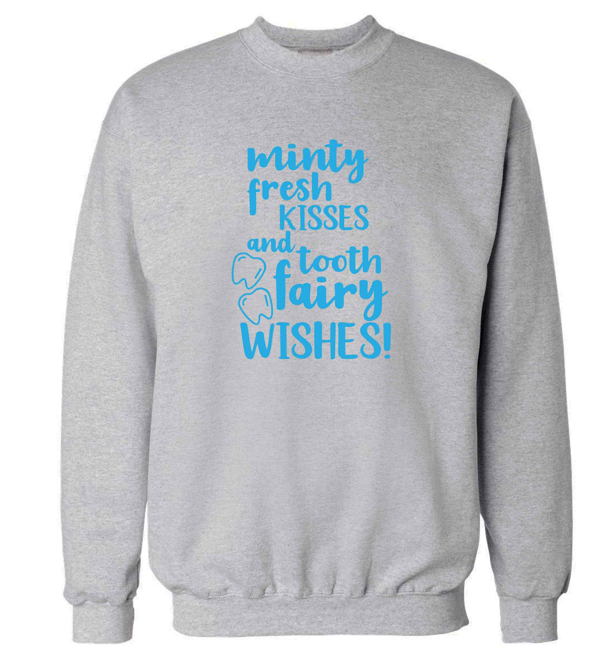 Minty Kisses Tooth Fairy adult's unisex grey sweater 2XL