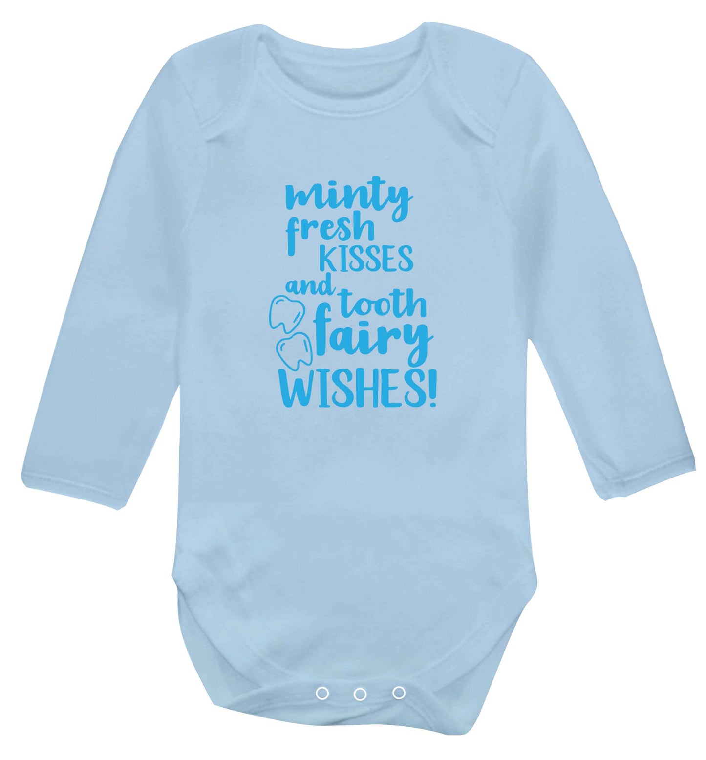 Minty Kisses Tooth Fairy baby vest long sleeved pale blue 6-12 months