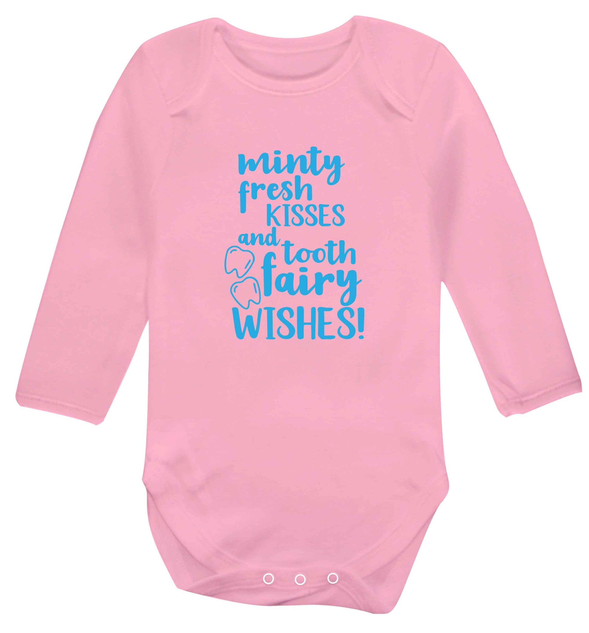 Minty Kisses Tooth Fairy baby vest long sleeved pale pink 6-12 months