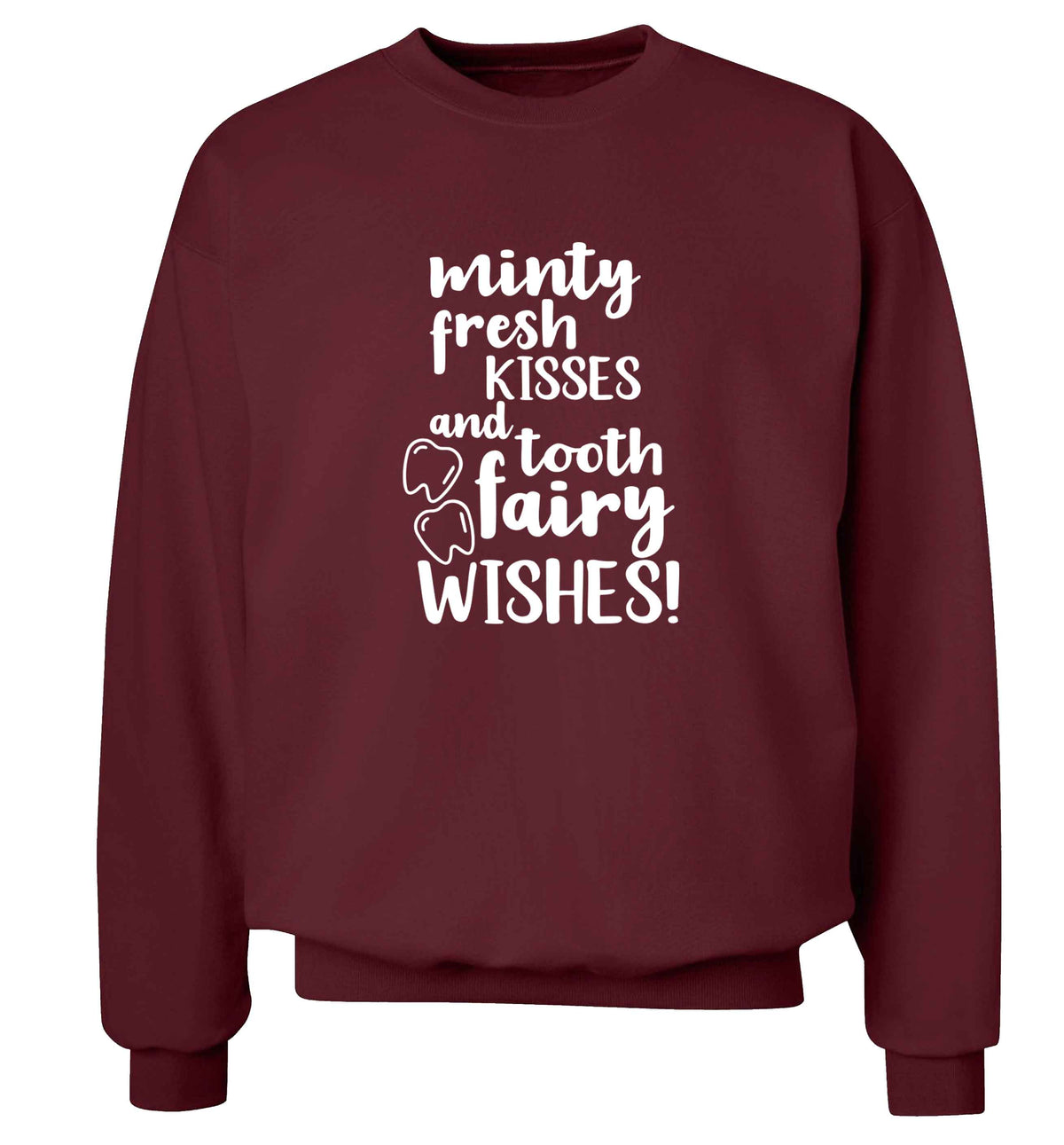 Minty Kisses Tooth Fairy adult's unisex maroon sweater 2XL