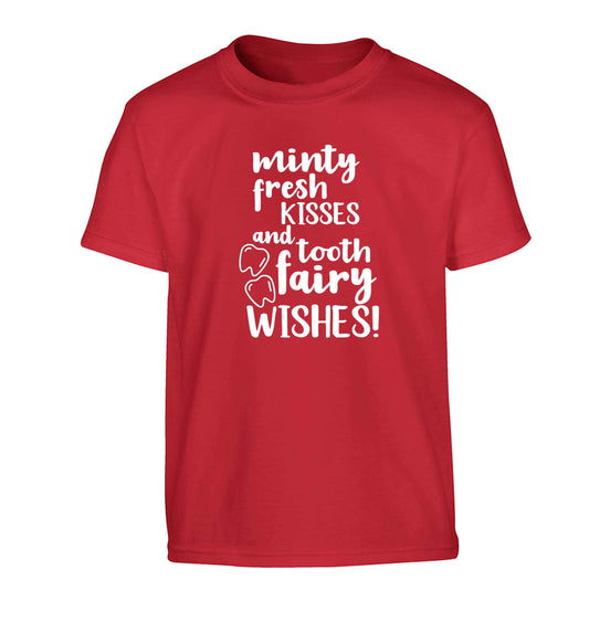Minty Kisses Tooth Fairy Children's red Tshirt 12-13 Years