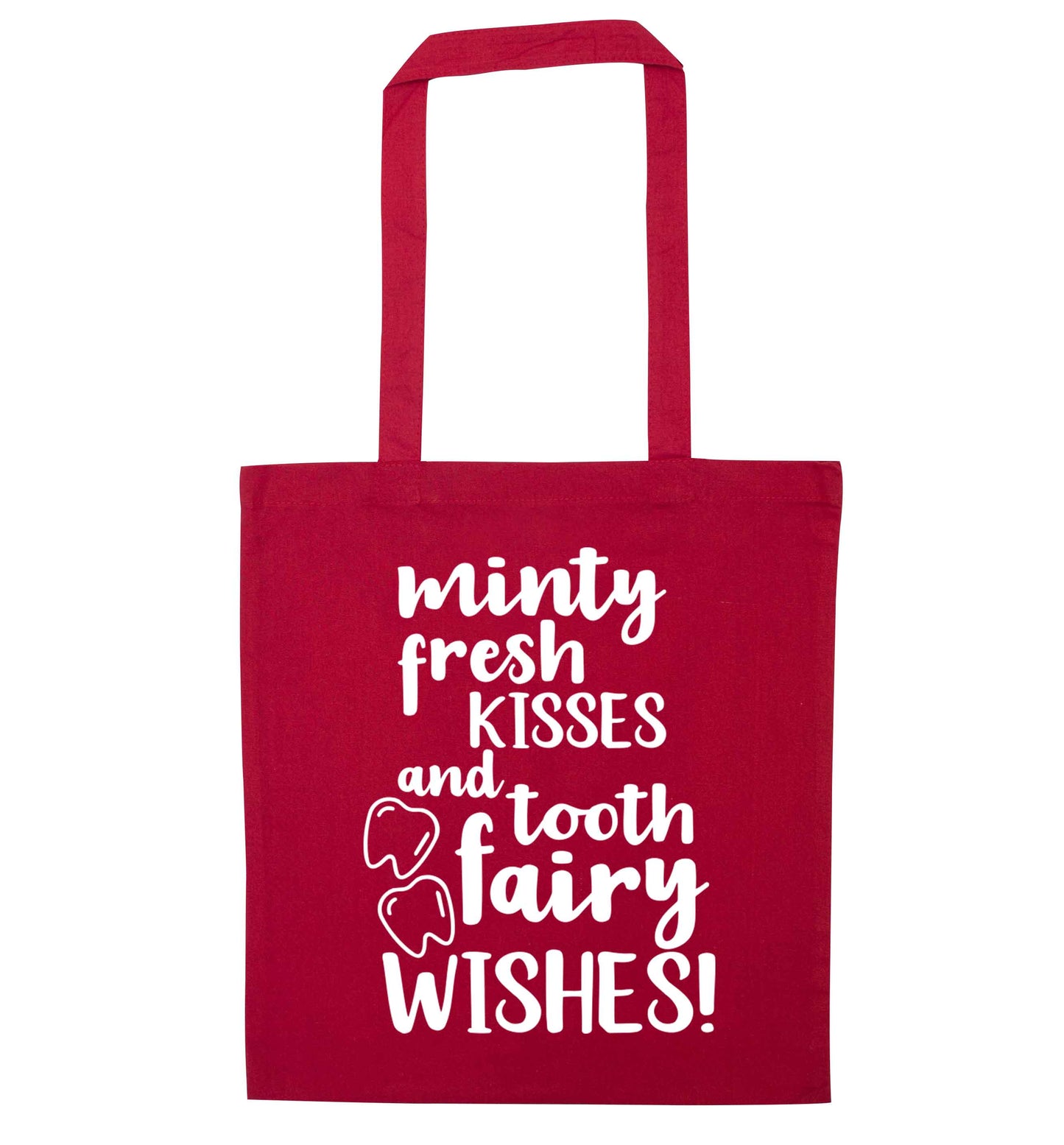 Minty Kisses Tooth Fairy red tote bag