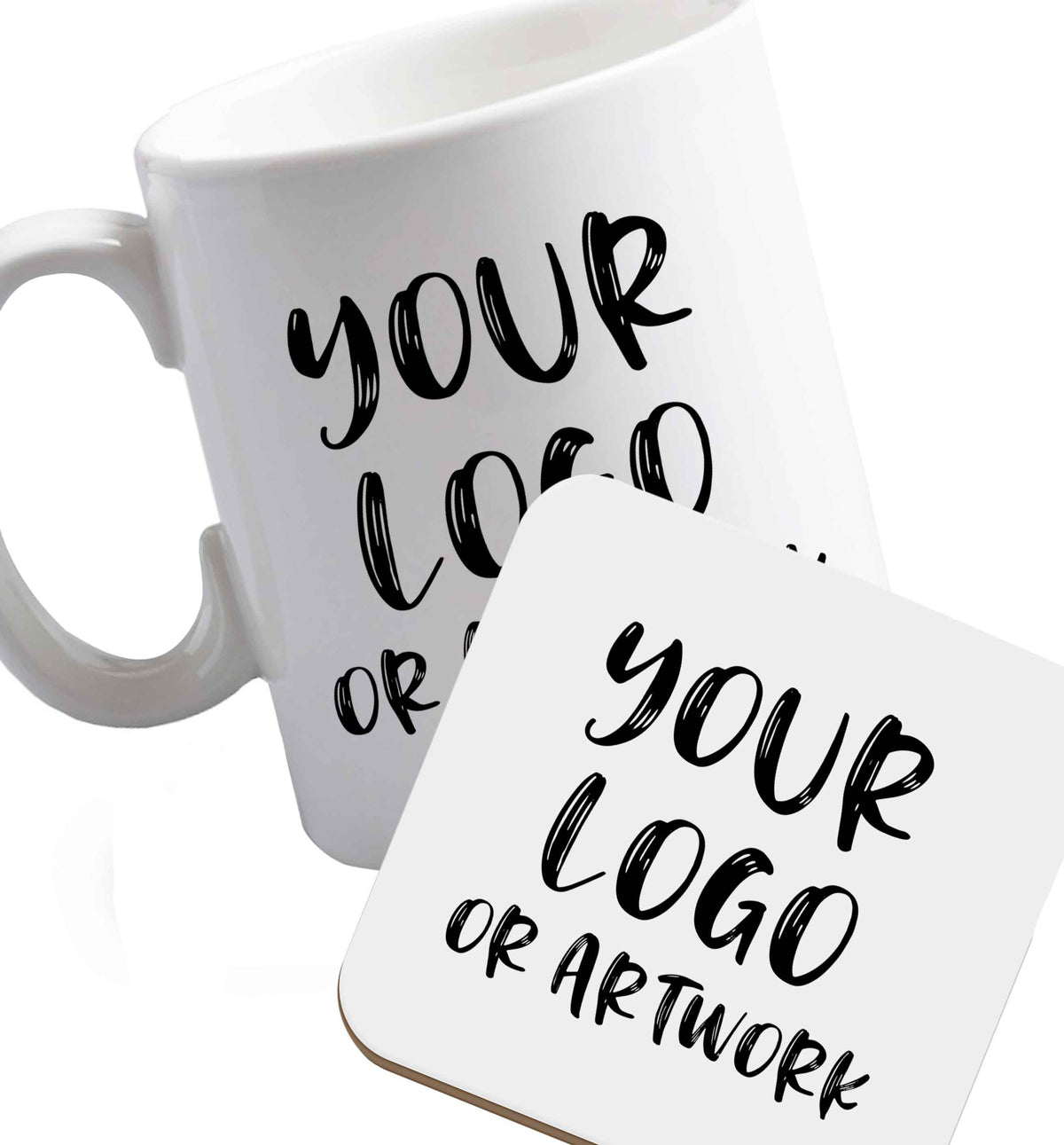 10 oz Favourite Type Pan Pancake ceramic mug and coaster set right handed