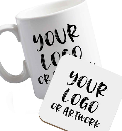 10 oz Favourite Type Pan Pancake ceramic mug and coaster set right handed