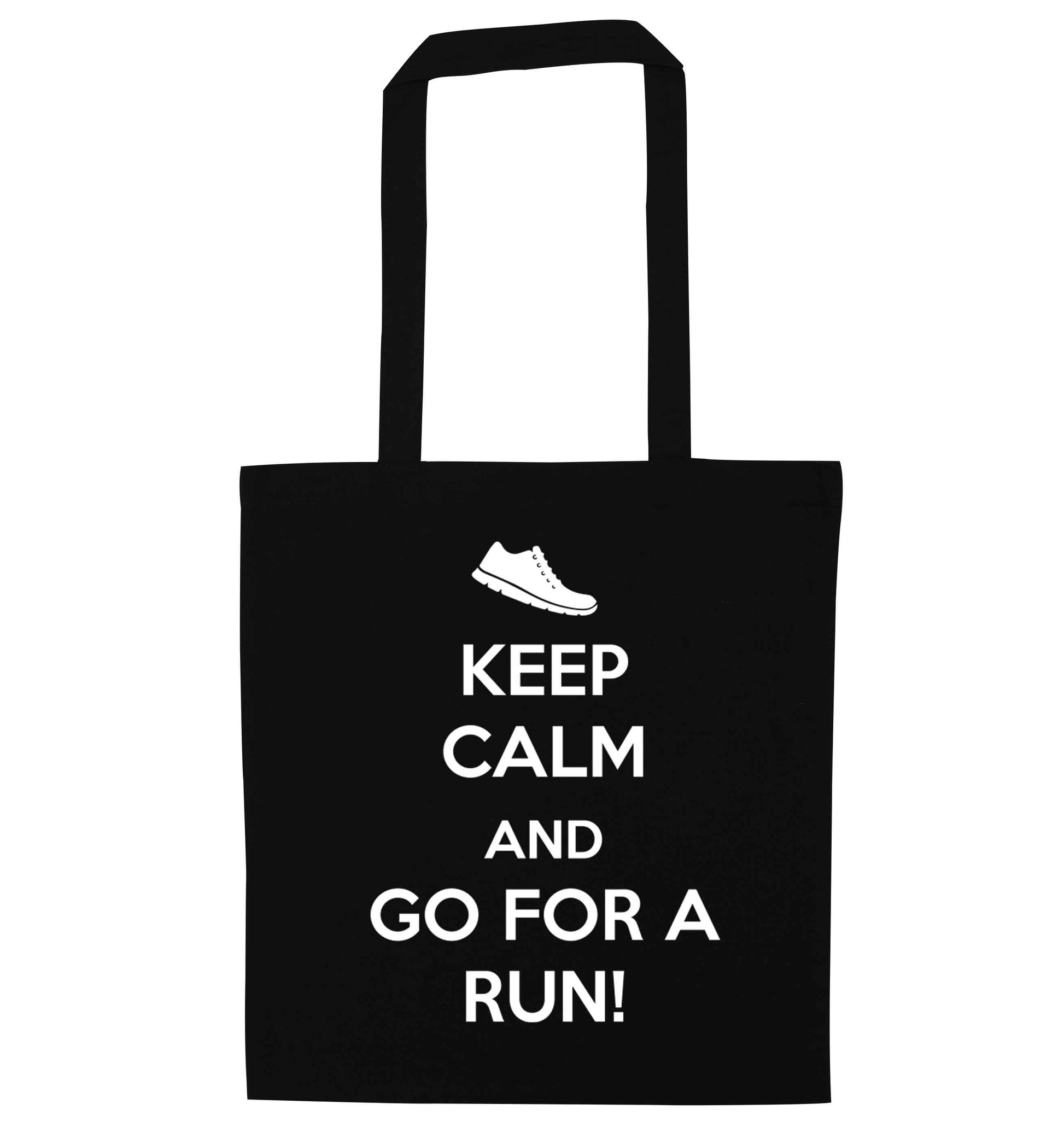 Keep calm and go for a run black tote bag