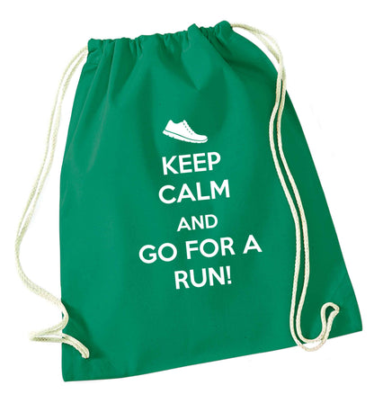 Keep calm and go for a run green drawstring bag