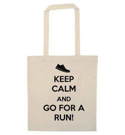 Keep calm and go for a run natural tote bag