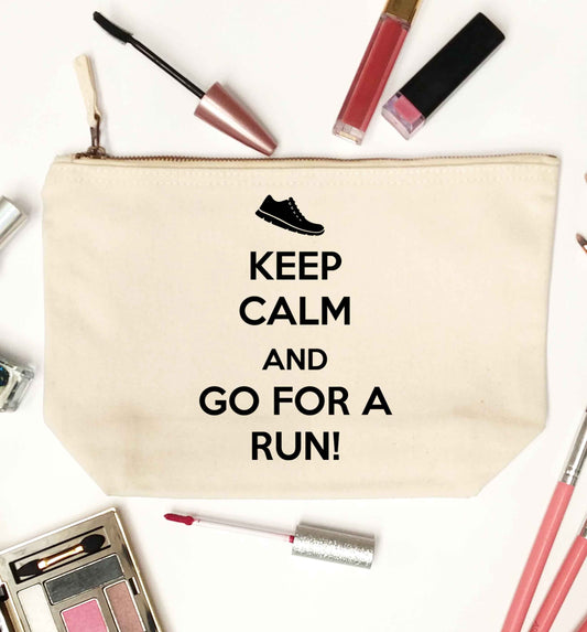 Keep calm and go for a run natural makeup bag