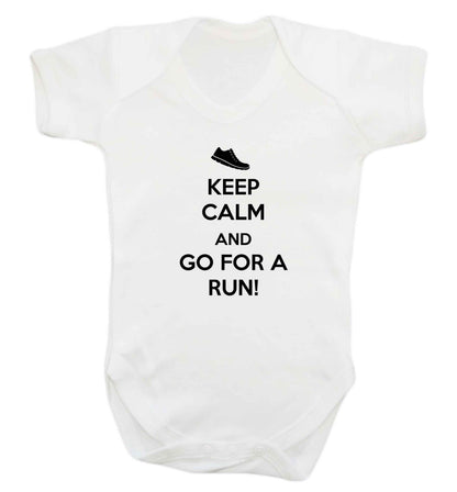 Keep calm and go for a run baby vest white 18-24 months