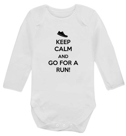 Keep calm and go for a run baby vest long sleeved white 6-12 months