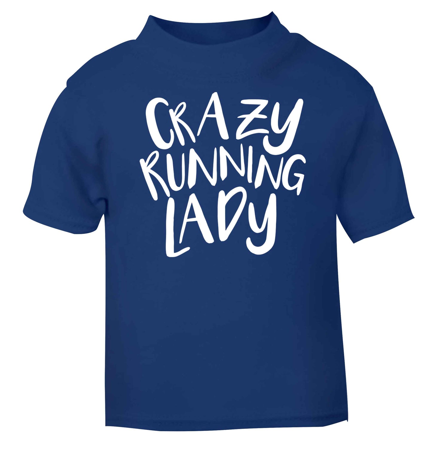 Crazy running lady blue baby toddler Tshirt 2 Years