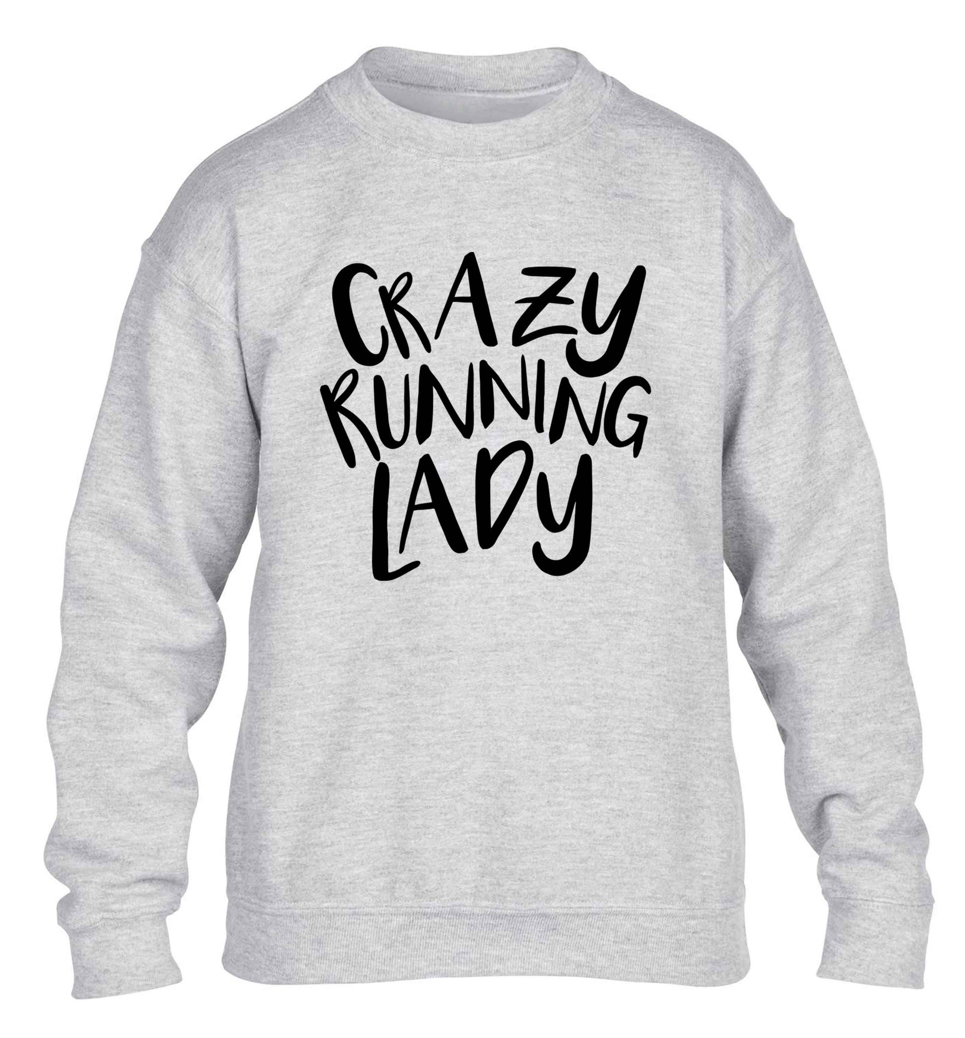 Crazy running lady children's grey sweater 12-13 Years