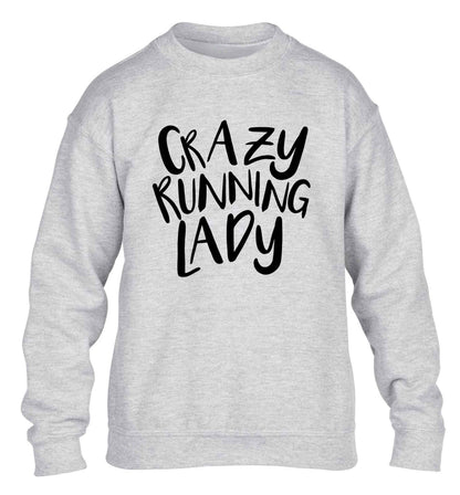 Crazy running lady children's grey sweater 12-13 Years