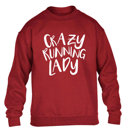 Crazy running lady children's grey sweater 12-13 Years