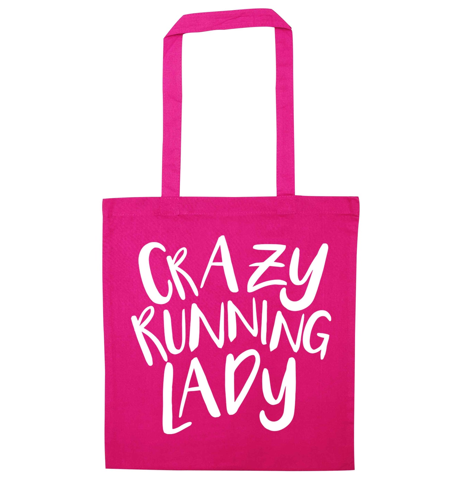 Crazy running lady pink tote bag