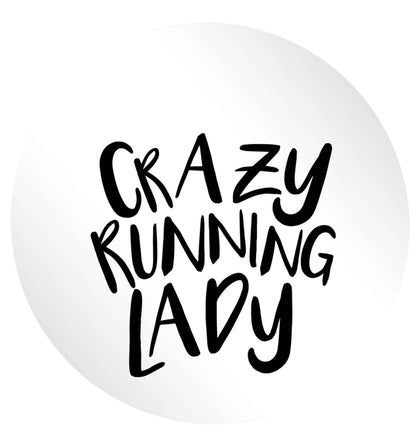 Crazy running lady 24 @ 45mm matt circle stickers