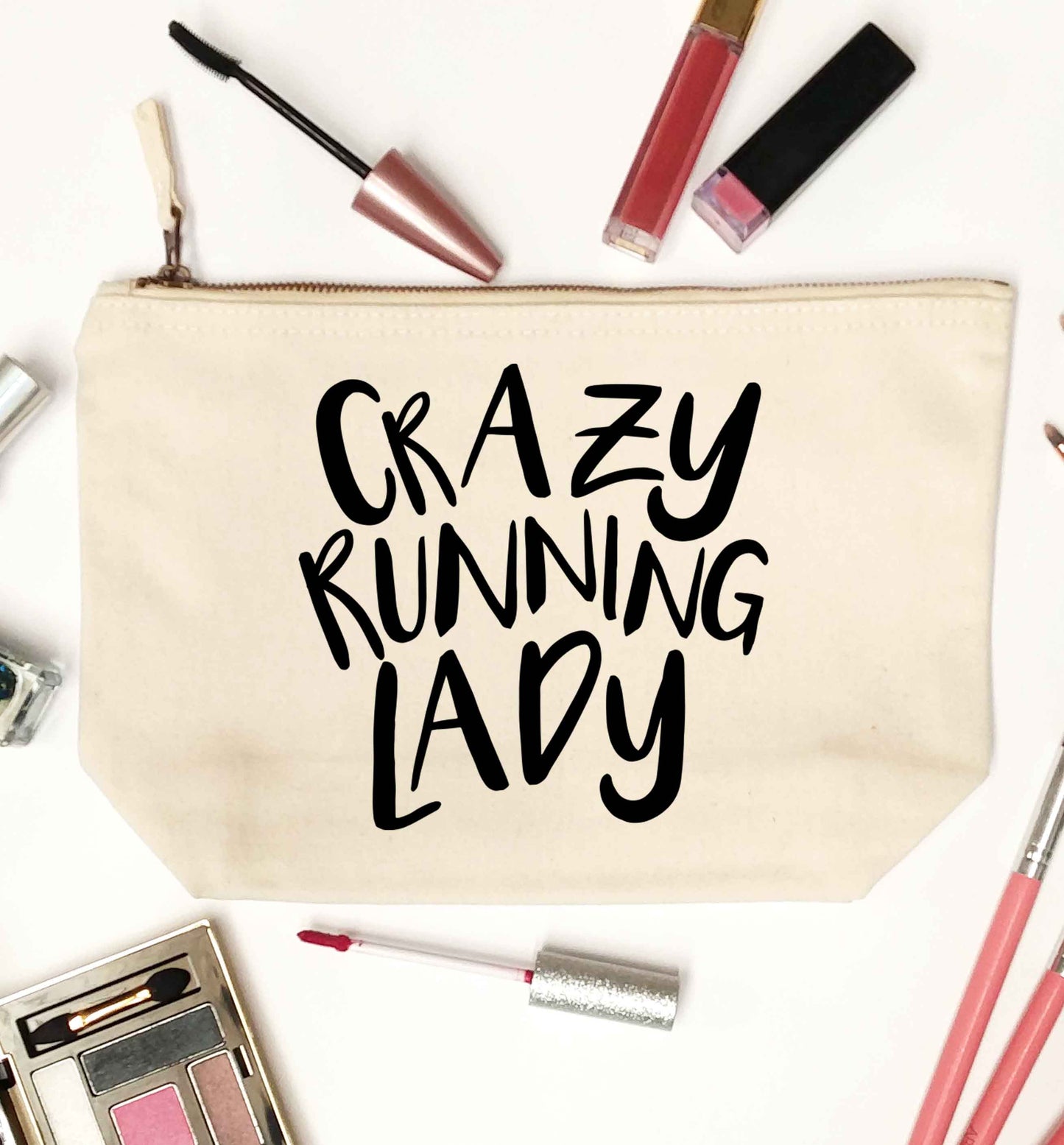 Crazy running lady natural makeup bag