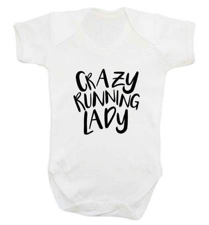 Crazy running lady baby vest white 18-24 months