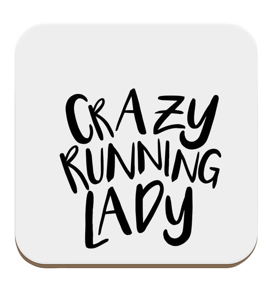 Crazy running lady set of four coasters