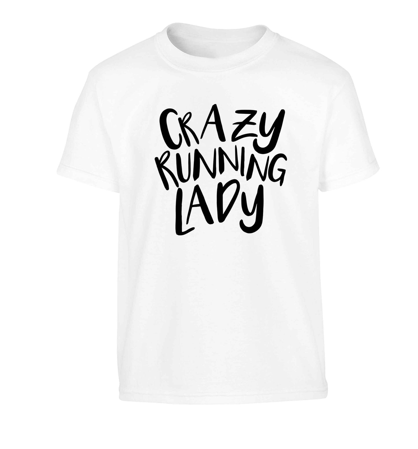 Crazy running lady Children's white Tshirt 12-13 Years