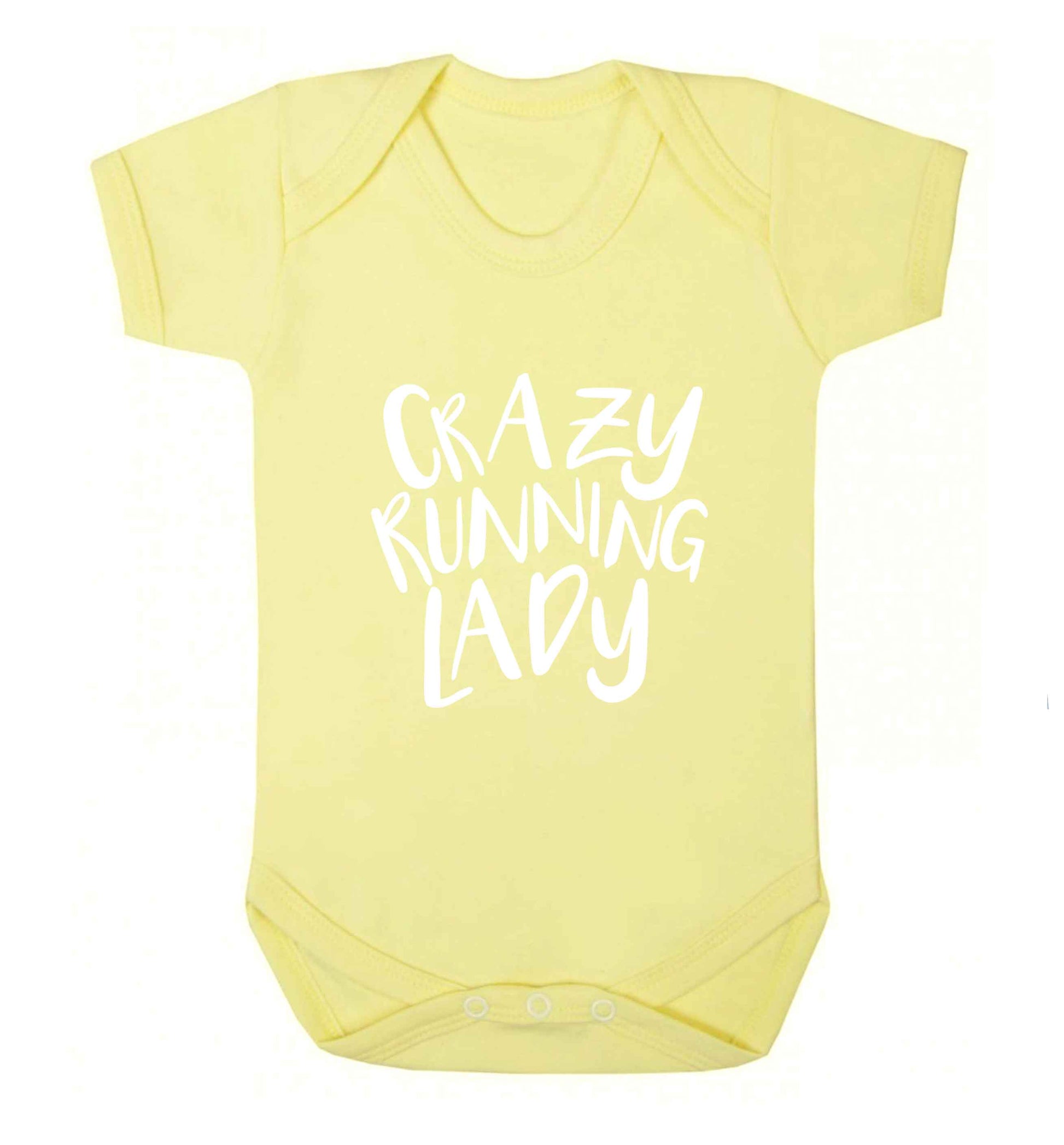 Crazy running lady baby vest pale yellow 18-24 months