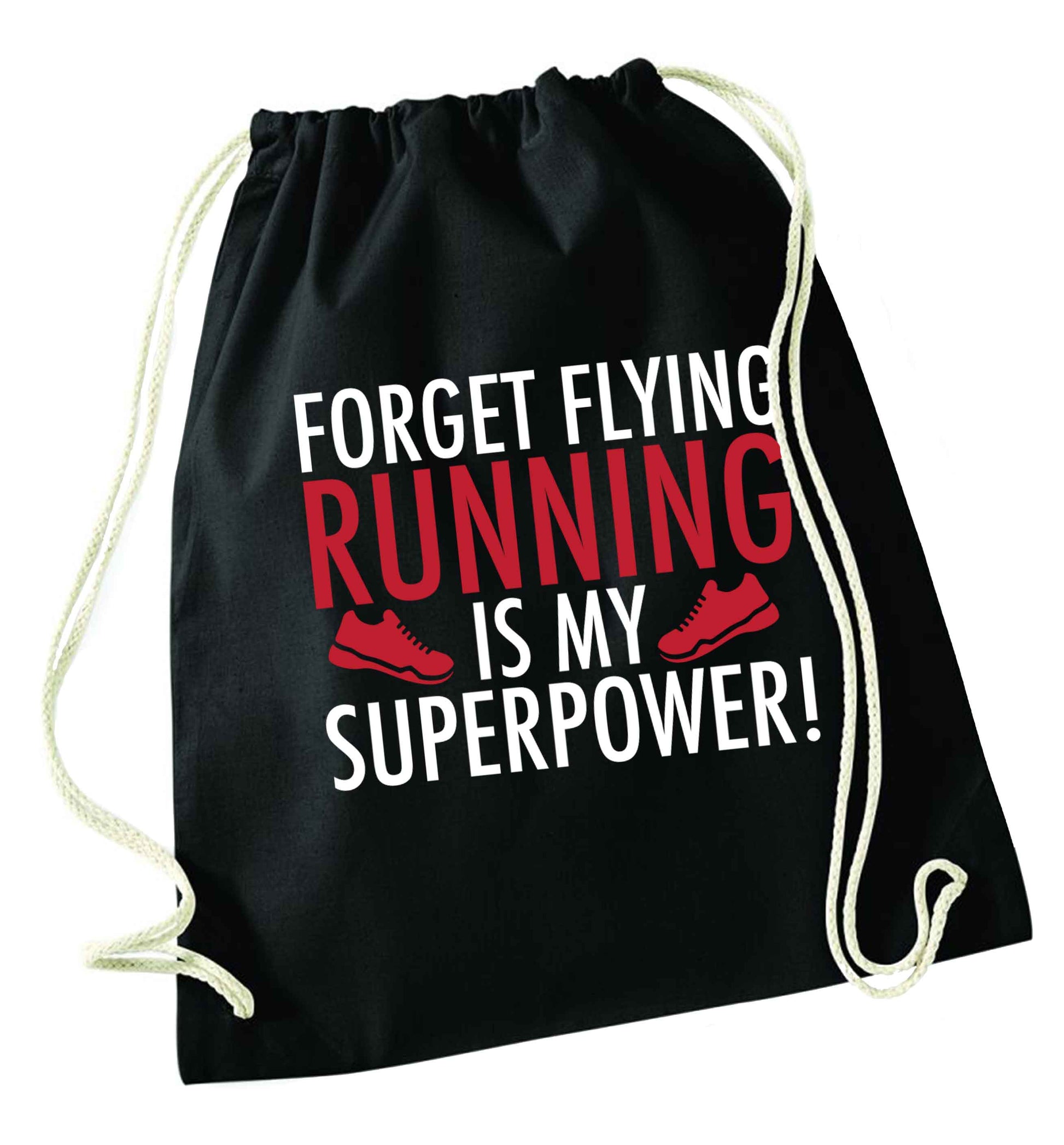 Crazy running dude black drawstring bag