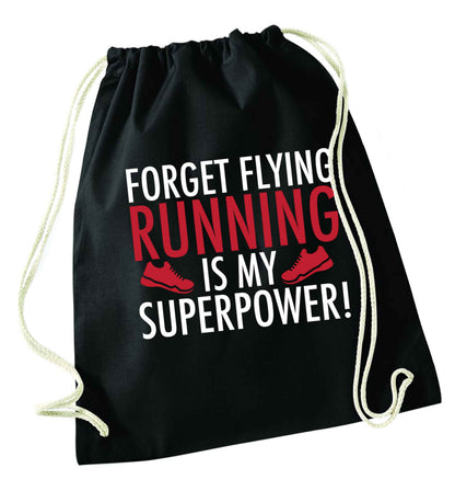 Crazy running dude black drawstring bag