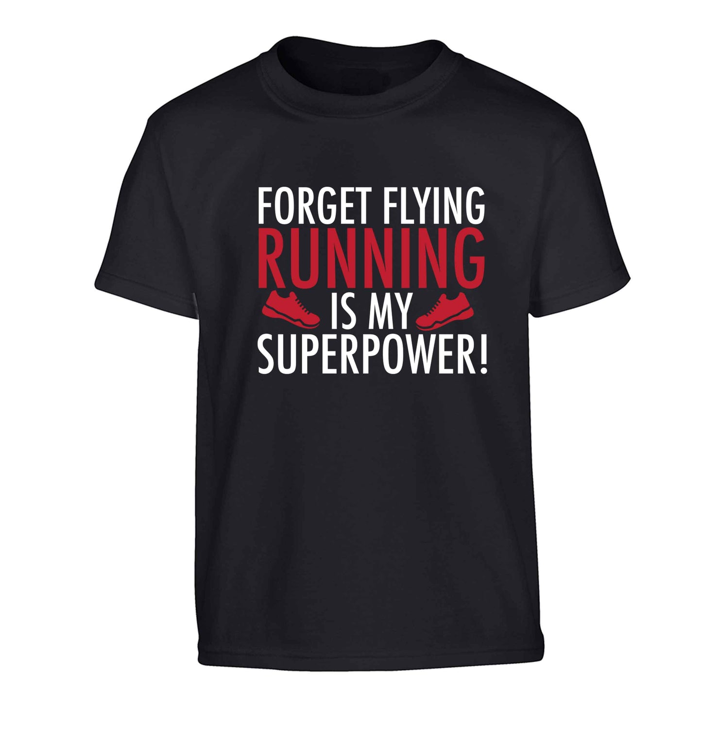 Crazy running dude Children's black Tshirt 12-13 Years