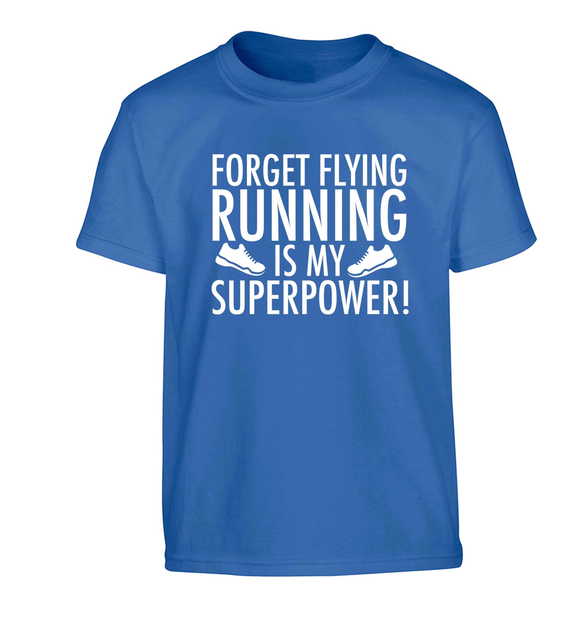 Crazy running dude Children's blue Tshirt 12-13 Years