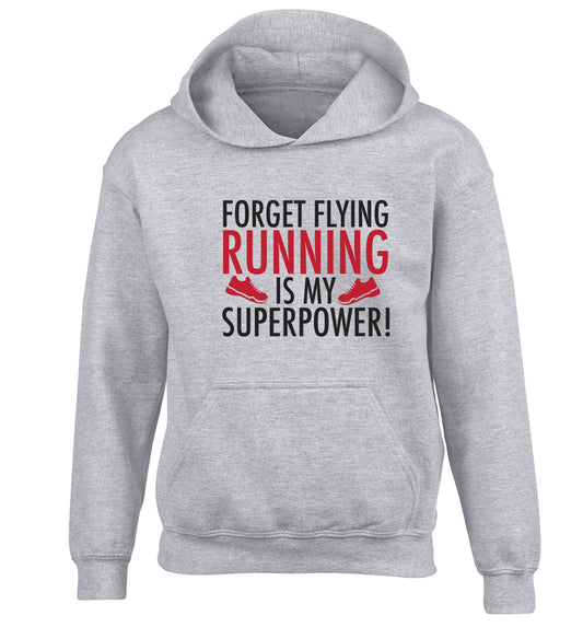 Crazy running dude children's grey hoodie 12-13 Years