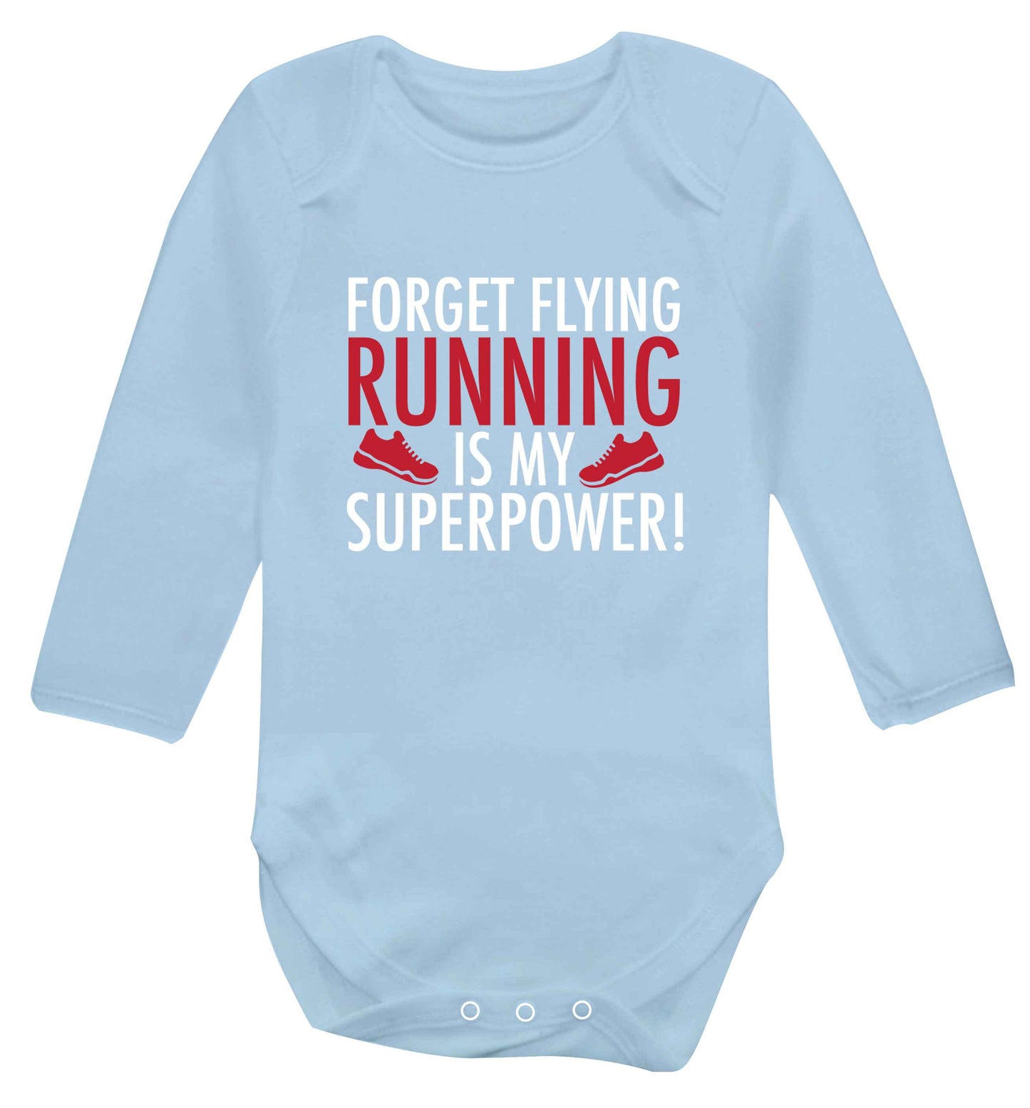 Forget flying running is my superpower baby vest long sleeved pale blue 6-12 months