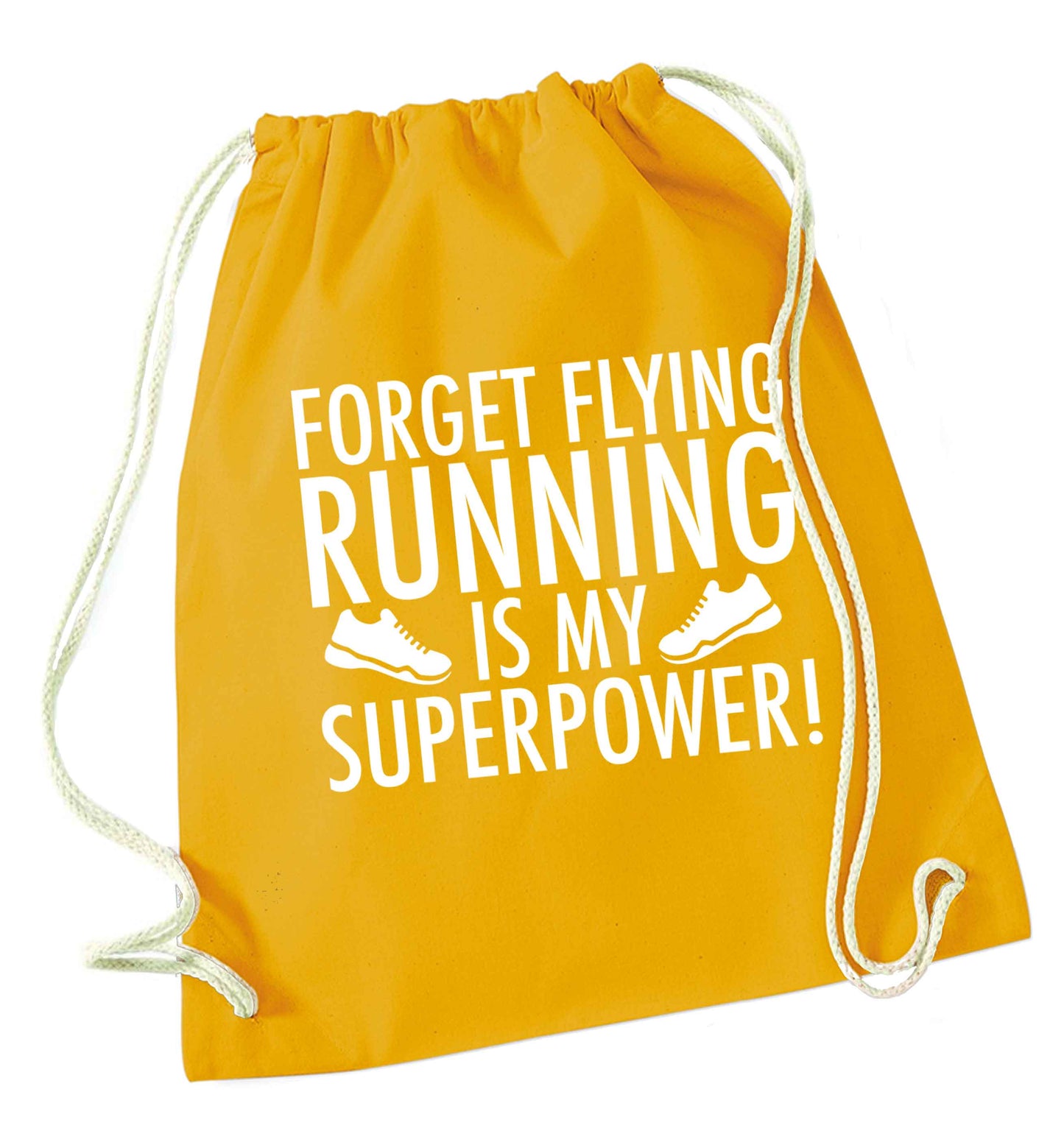 Crazy running dude mustard drawstring bag