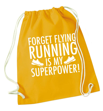 Crazy running dude mustard drawstring bag